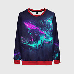 Свитшот женский Неоновые краски абстракция, цвет: 3D-красный