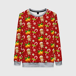 Свитшот женский Новогодний паттерн пряня, цвет: 3D-меланж
