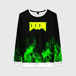 Свитшот женский Doom кислотное лого огонь, цвет: 3D-белый
