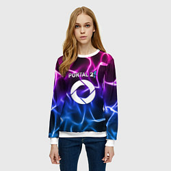 Свитшот женский Portal неоновые волны, цвет: 3D-белый — фото 2