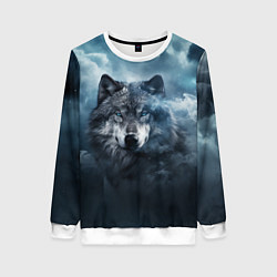 Женский свитшот Волк ночью под луной