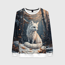 Свитшот женский Белая лиса в сумерках, цвет: 3D-белый