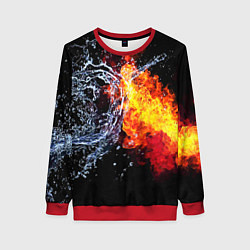 Свитшот женский Столкновения огня и воды, цвет: 3D-красный
