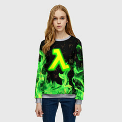 Свитшот женский Half life огонь зеленый, цвет: 3D-меланж — фото 2
