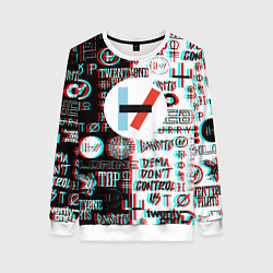 Свитшот женский Twenty one pilots glitch pattern, цвет: 3D-белый