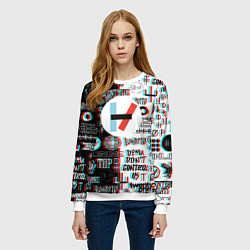 Свитшот женский Twenty one pilots glitch pattern, цвет: 3D-белый — фото 2