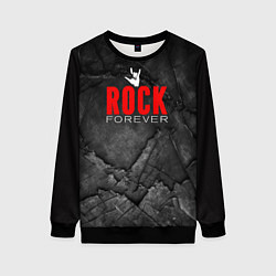 Свитшот женский Rock forever on black, цвет: 3D-черный