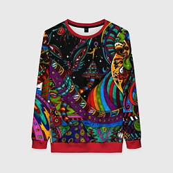 Свитшот женский Оптический узор девушка, цвет: 3D-красный