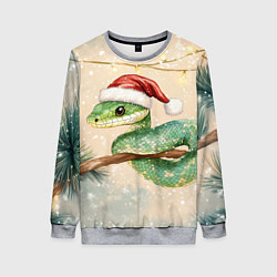 Женский свитшот Змея на ветке елки