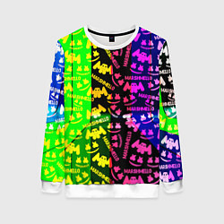 Свитшот женский Marshmello pattern neon steel, цвет: 3D-белый
