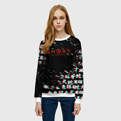 Свитшот женский Ghost of tsushima japan glitch, цвет: 3D-белый — фото 2