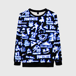 Свитшот женский Fortnite neon game steel, цвет: 3D-черный
