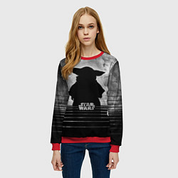 Свитшот женский Звездное небо - Беби Йода, цвет: 3D-красный — фото 2