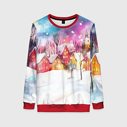 Женский свитшот Новогодний ночной дворик