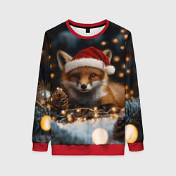 Женский свитшот Лисица в новогодней шапочке