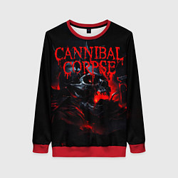 Свитшот женский Cannibal Corpse кровавый череп, цвет: 3D-красный