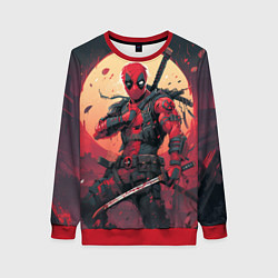 Свитшот женский Дэдпул самурай, цвет: 3D-красный