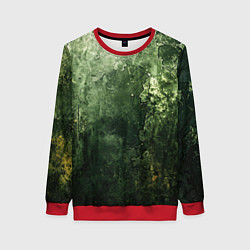 Свитшот женский Зеленый камуфляж с эффектом старины, цвет: 3D-красный