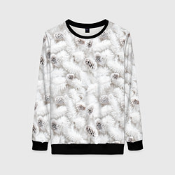 Свитшот женский Ёлка с шишками в рождественский мороз, цвет: 3D-черный