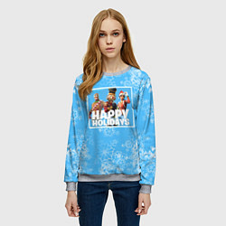 Свитшот женский Happy Holidays - Fortnite Ginger Gunner и Щелкунчи, цвет: 3D-меланж — фото 2
