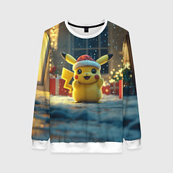 Женский свитшот Счастливый новогодний Пикачу