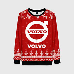 Свитшот женский Новогодний Volvo с оленями, цвет: 3D-черный