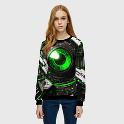 Свитшот женский Зелёная сфера киберпанк, цвет: 3D-черный — фото 2
