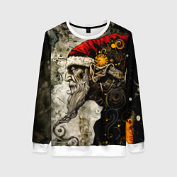 Свитшот женский Санта демон стимпанк, цвет: 3D-белый