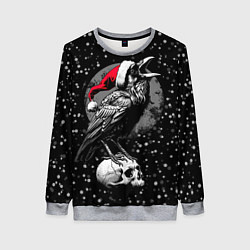 Женский свитшот Кричащий ворон в шапке Санты