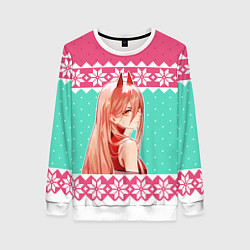 Женский свитшот Новогодний свитер Пауэр из Человек-бензопила