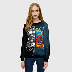 Свитшот женский Креативный мозг, цвет: 3D-черный — фото 2