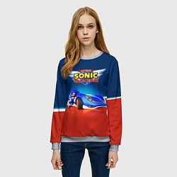 Свитшот женский Hedgehog - Sonic racing team, цвет: 3D-меланж — фото 2