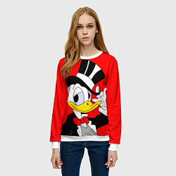 Свитшот женский Дональ Дак в цилиндре, цвет: 3D-белый — фото 2