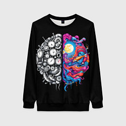 Свитшот женский Правое и левое полушарие, цвет: 3D-черный