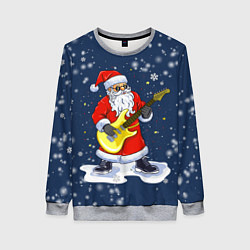Свитшот женский Новогодний музыкант дед мороз, цвет: 3D-меланж
