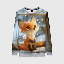 Женский свитшот Лисица у новогоднего окна