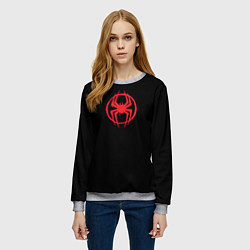 Свитшот женский Miles Morales - logo, цвет: 3D-меланж — фото 2
