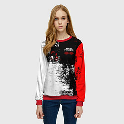 Свитшот женский Arctic Monkeys - Красные и белые помехи, цвет: 3D-красный — фото 2