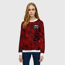 Свитшот женский Arctic Monkeys - красные линии, цвет: 3D-белый — фото 2