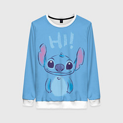 Свитшот женский Stitch says hi, цвет: 3D-белый