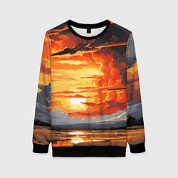 Свитшот женский Багровый закат, цвет: 3D-черный
