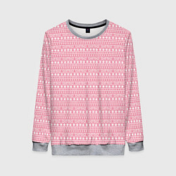 Свитшот женский Розовый с белым простой узор, цвет: 3D-меланж