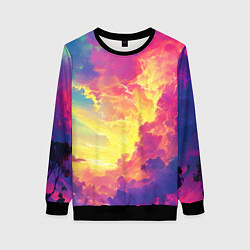 Свитшот женский Розовые облака на синем небе, цвет: 3D-черный