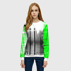 Свитшот женский Зелёно-чёрный гранж на белом фоне, цвет: 3D-белый — фото 2
