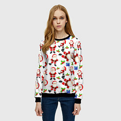 Свитшот женский Дед мороз веселится паттерн, цвет: 3D-черный — фото 2