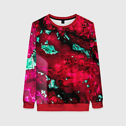 Свитшот женский Абстракция красно-голубая, цвет: 3D-красный