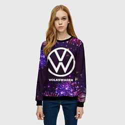 Свитшот женский Праздничный Volkswagen, цвет: 3D-черный — фото 2