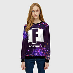 Свитшот женский Праздничный Fortnite, цвет: 3D-черный — фото 2