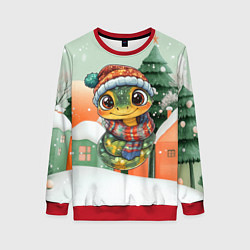 Женский свитшот Новогодняя змейка в шарфике