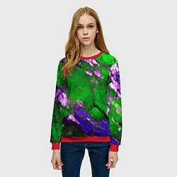 Свитшот женский A purple mineral in a green stone, цвет: 3D-красный — фото 2